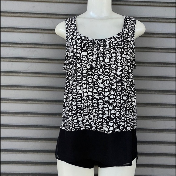 BCBG Black And White Sheer Tank Top Size M - Picture 2 of 7